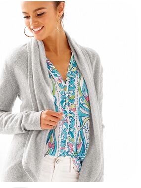 Lilly Pulitzer Bryn 100% Cashmere open Cardigan Sweater
Women's S Ruffle gray